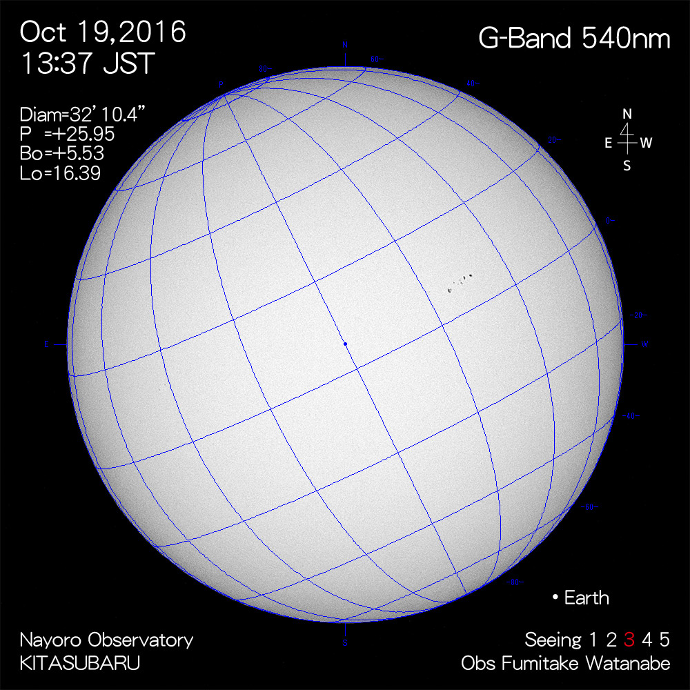 2016年10月19日540nm波長の太陽