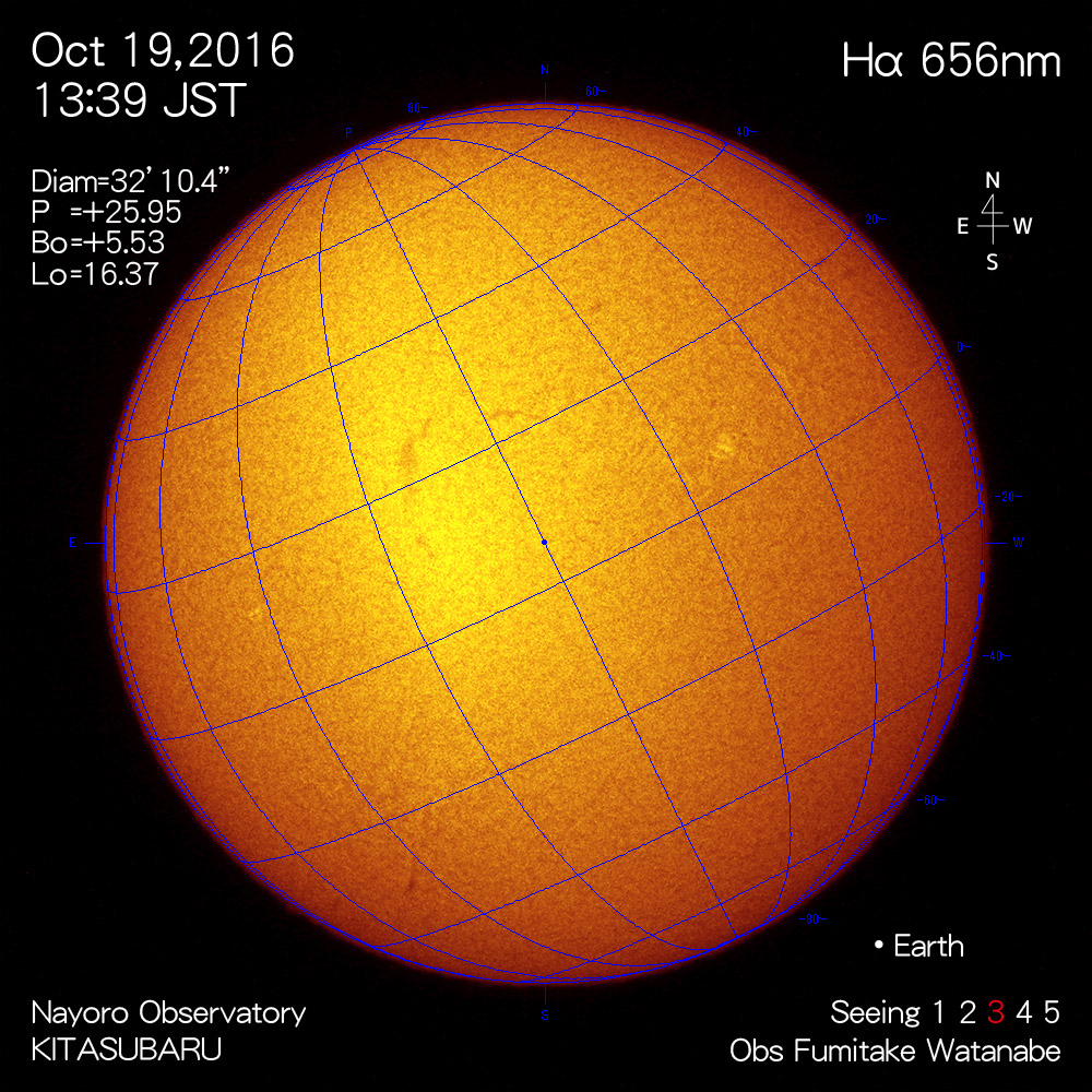 2016年10月19日Hα波長の太陽