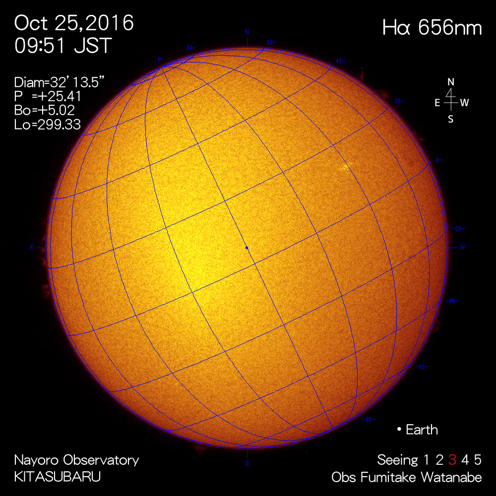 2016年10月25日Hα波長の太陽