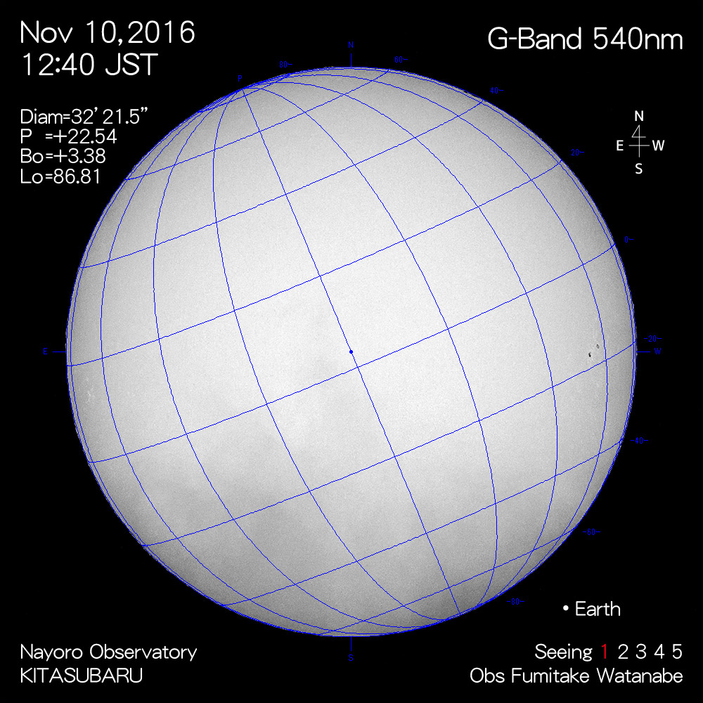 2016年11月10日540nm波長の太陽