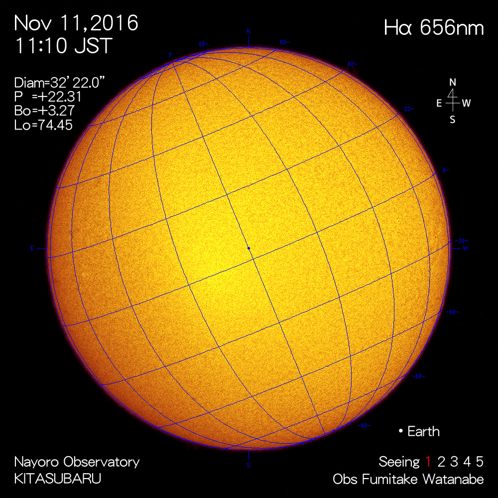 2016年11月11日Hα波長の太陽