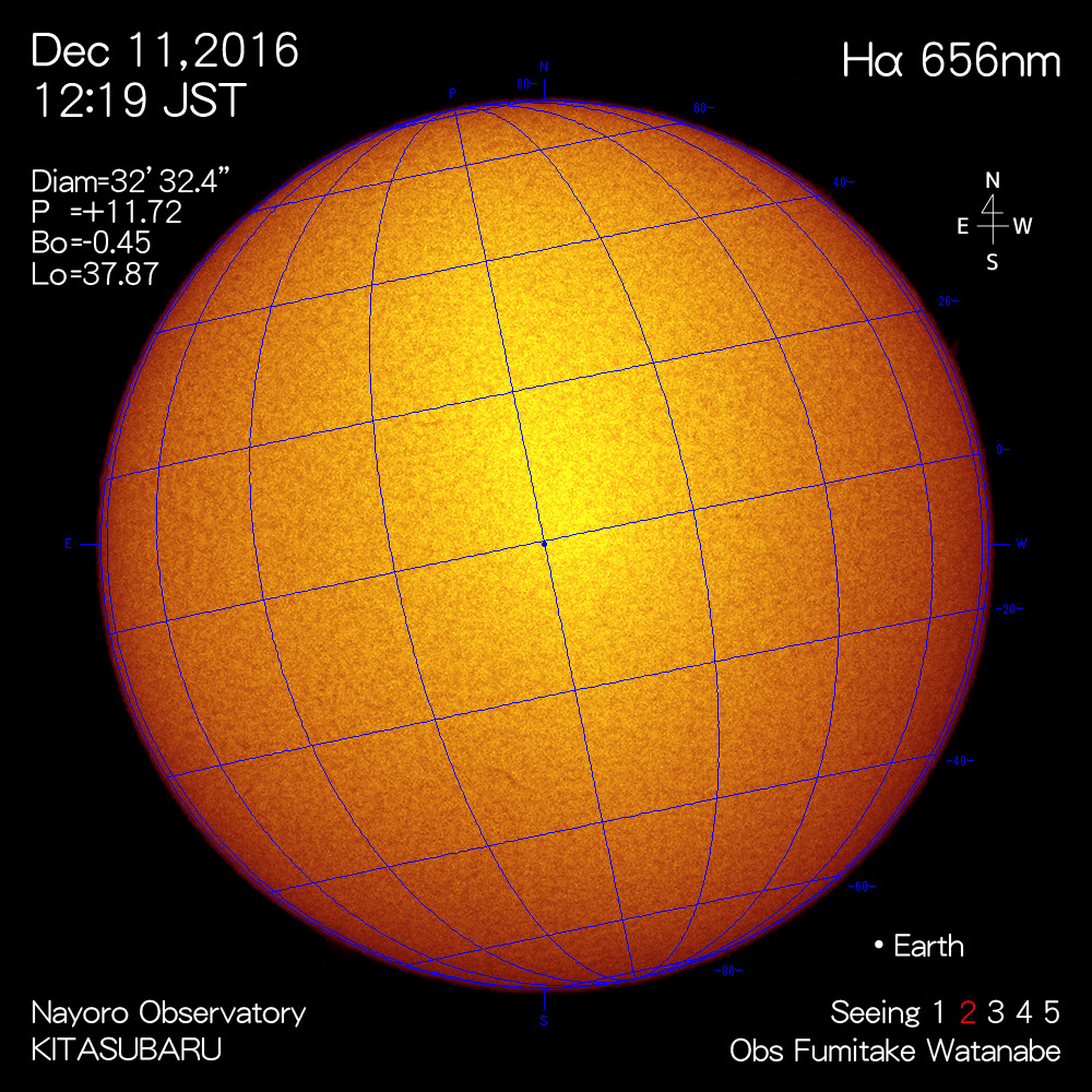 2016年12月11日Hα波長の太陽