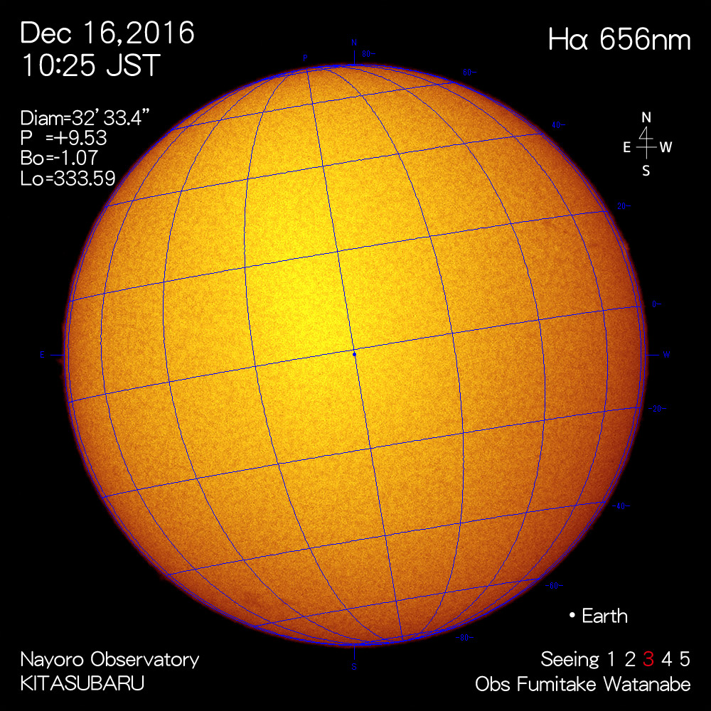 2016年12月16日Hα波長の太陽
