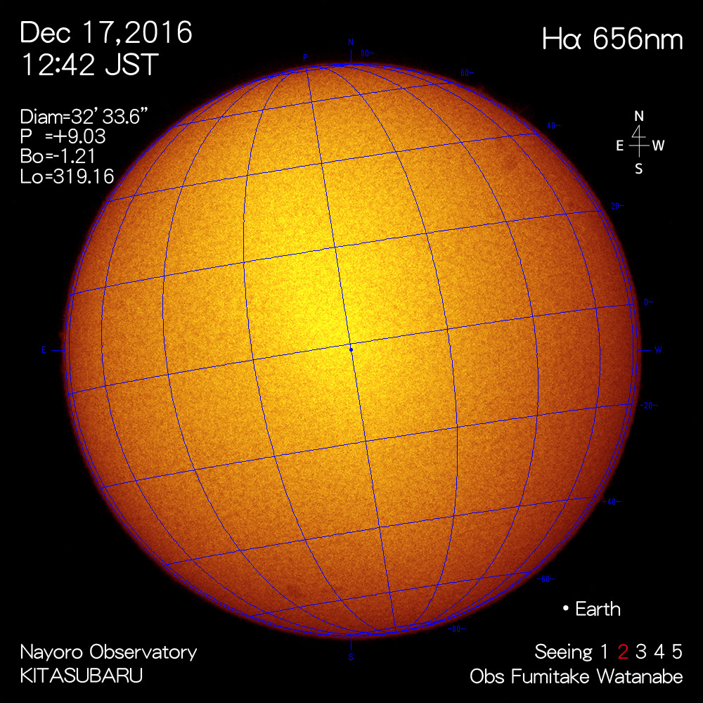 2016年12月17日Hα波長の太陽