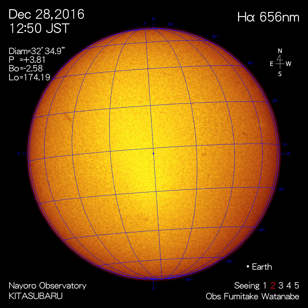 2016年12月28日Hα波長の太陽