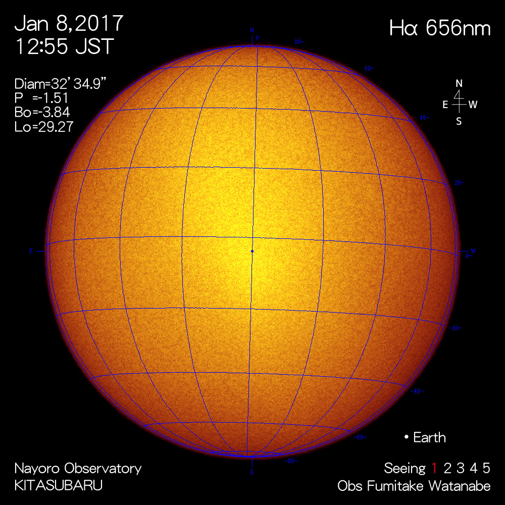 2017年1月8日Hα波長の太陽