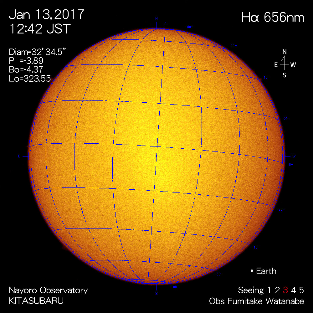 2017年1月13日Hα波長の太陽
