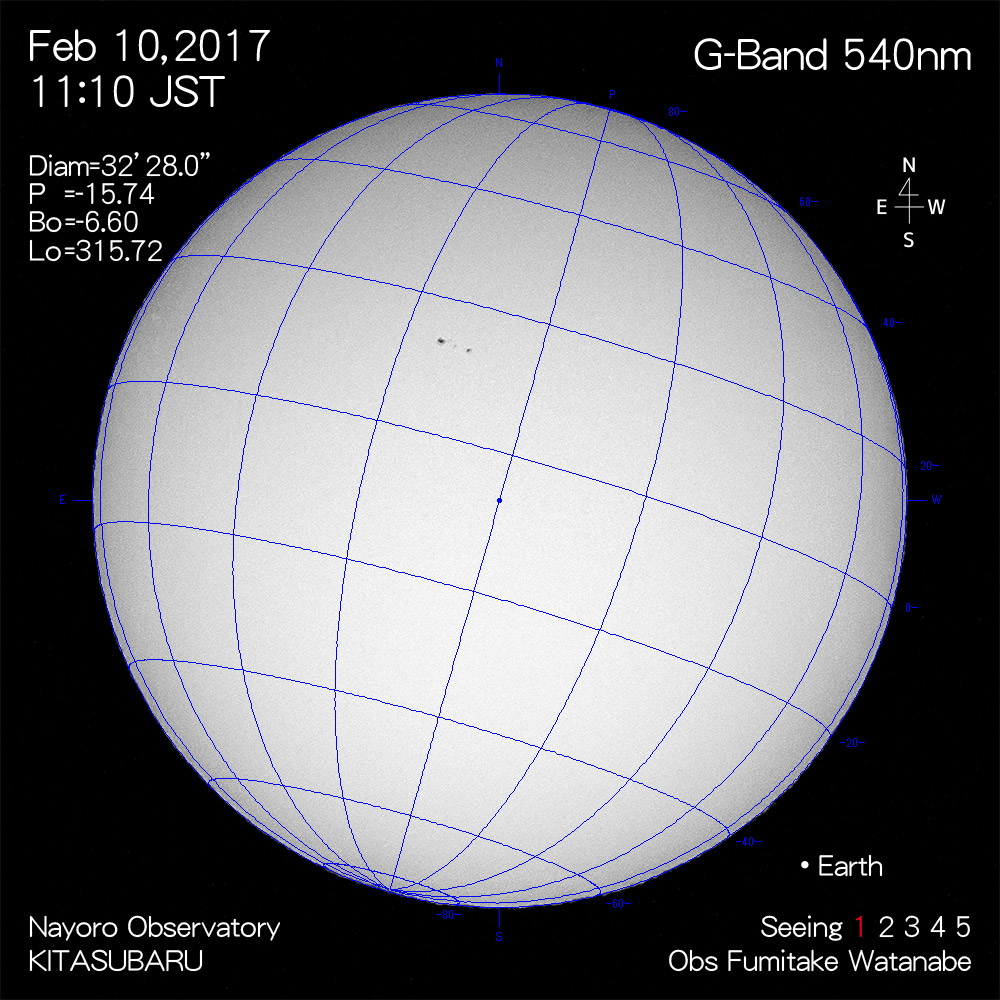 2017年2月10日540nm波長の太陽