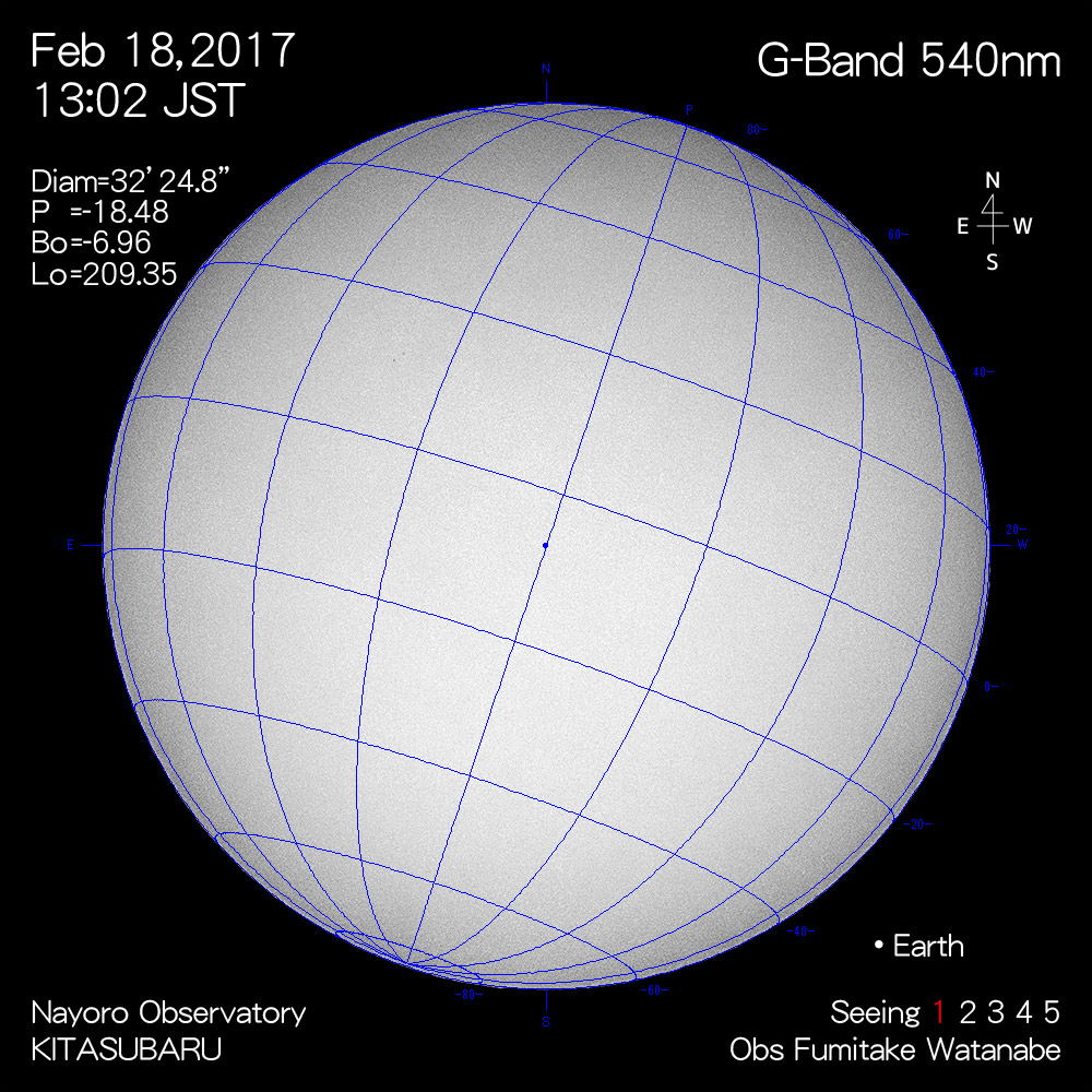 2017年2月18日540nm波長の太陽