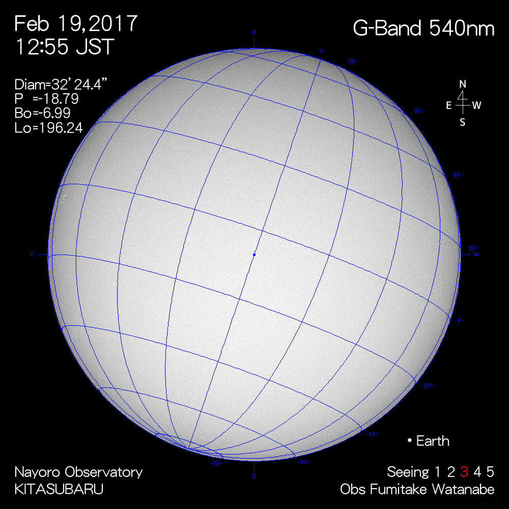2017年2月19日540nm波長の太陽