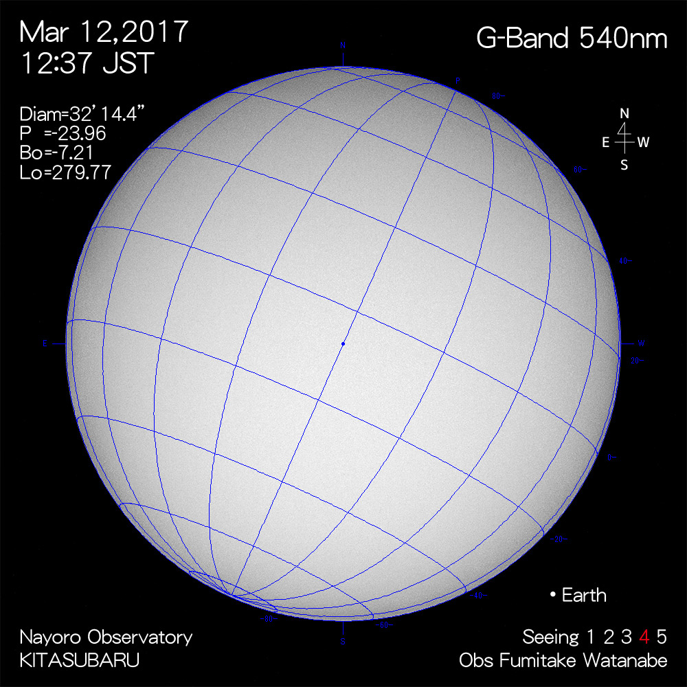 2017年3月12日540nm波長の太陽