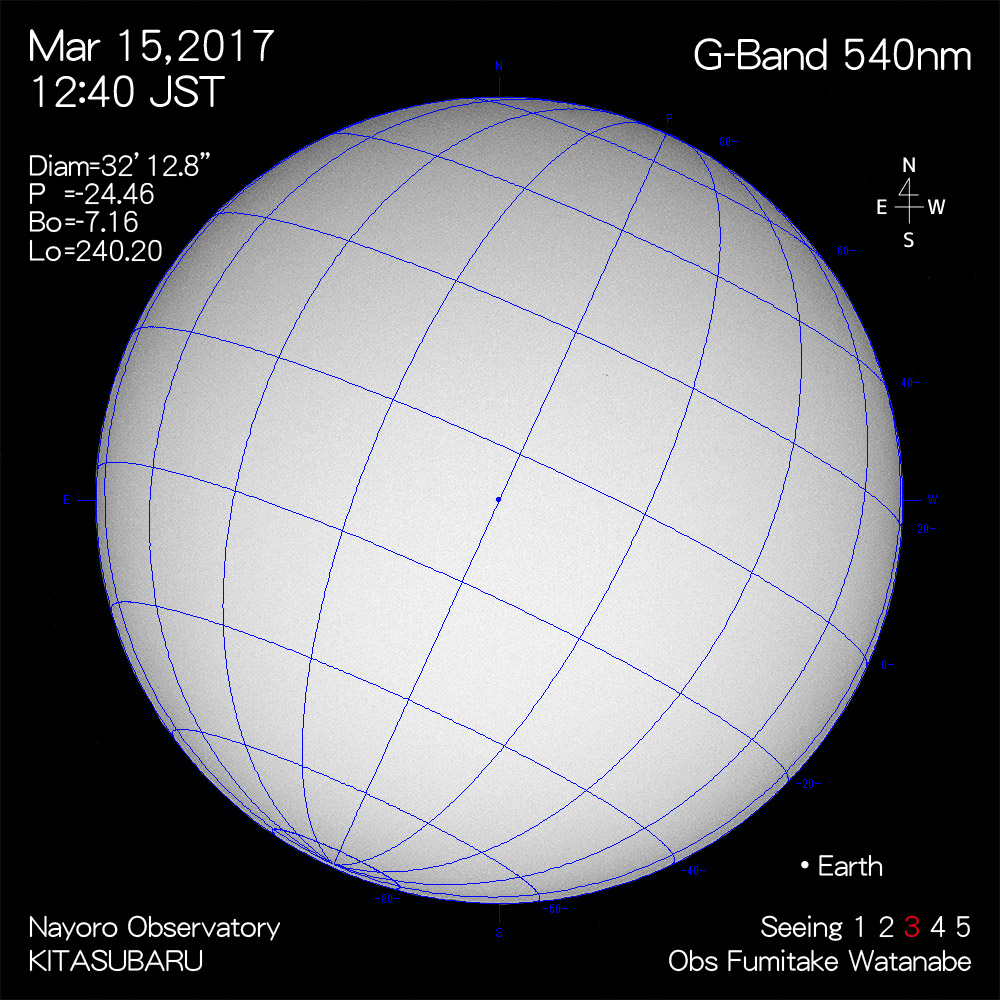2017年3月15日540nm波長の太陽