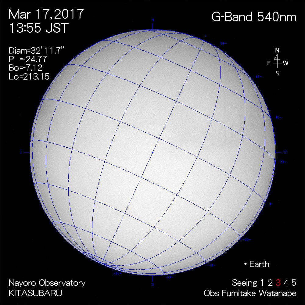 2017年3月17日540nm波長の太陽