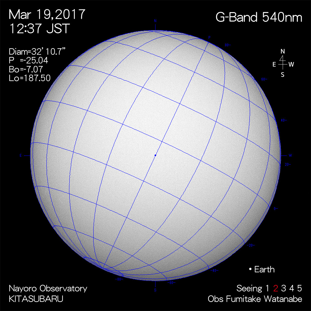 2017年3月19日540nm波長の太陽