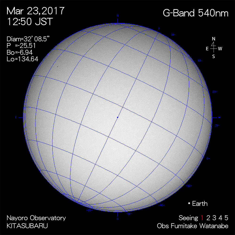 2017年3月23日540nm波長の太陽