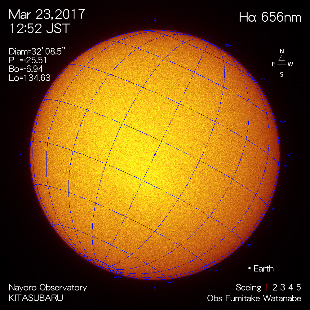 2017年3月23日Hα波長の太陽