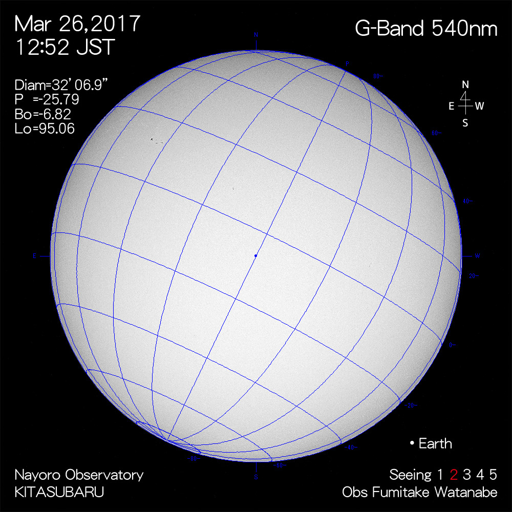 2017年3月26日540nm波長の太陽