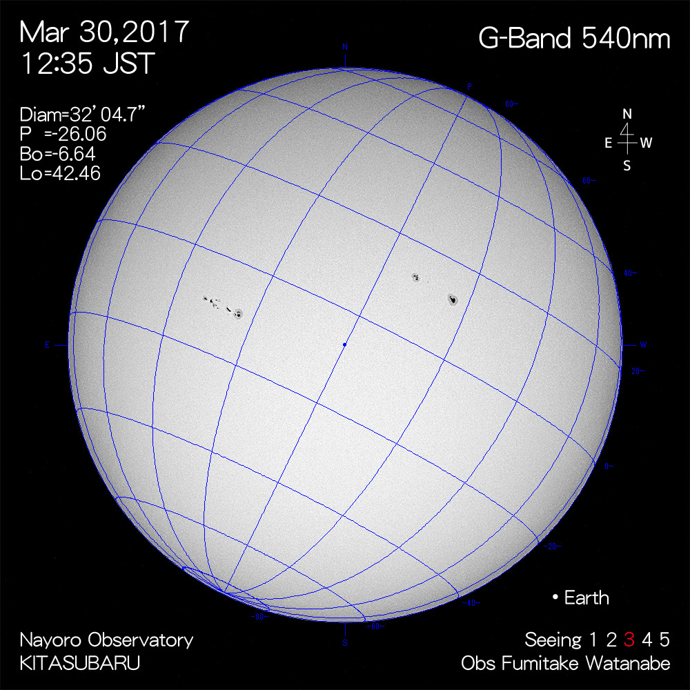 2017年3月30日540nm波長の太陽