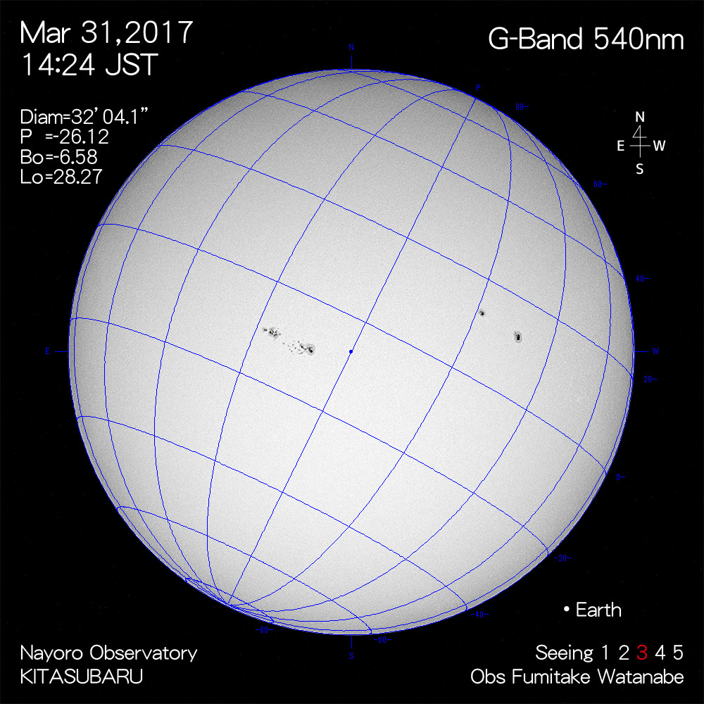 2017年3月31日540nm波長の太陽