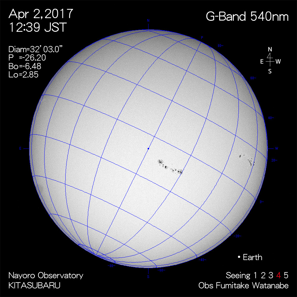 2017年4月2日540nm波長の太陽