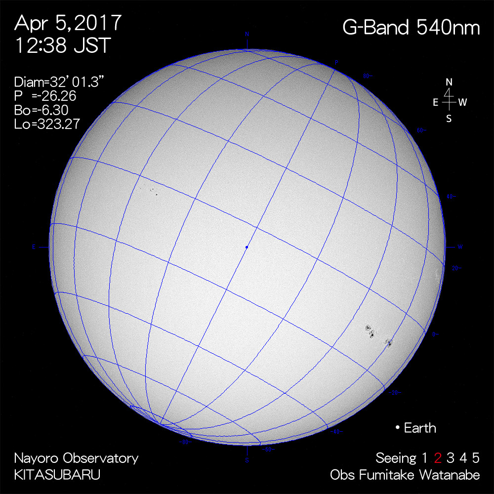 2017年4月5日540nm波長の太陽