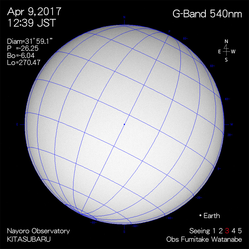 2017年4月9日540nm波長の太陽