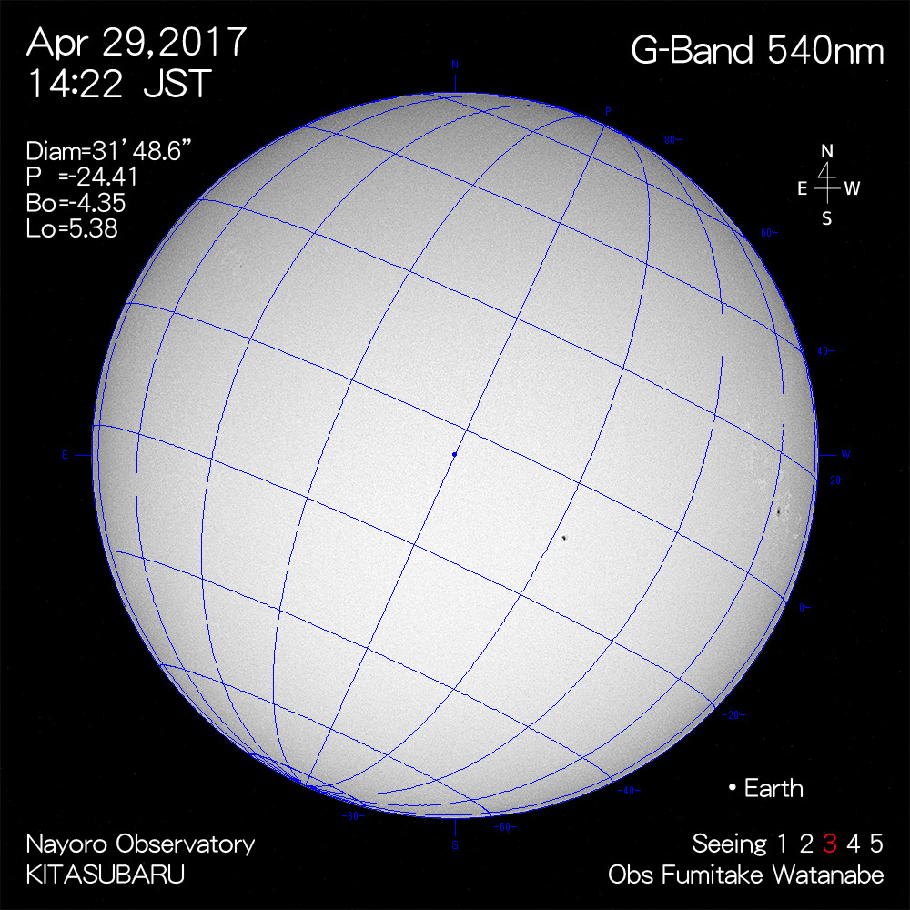 2017年4月29日540nm波長の太陽