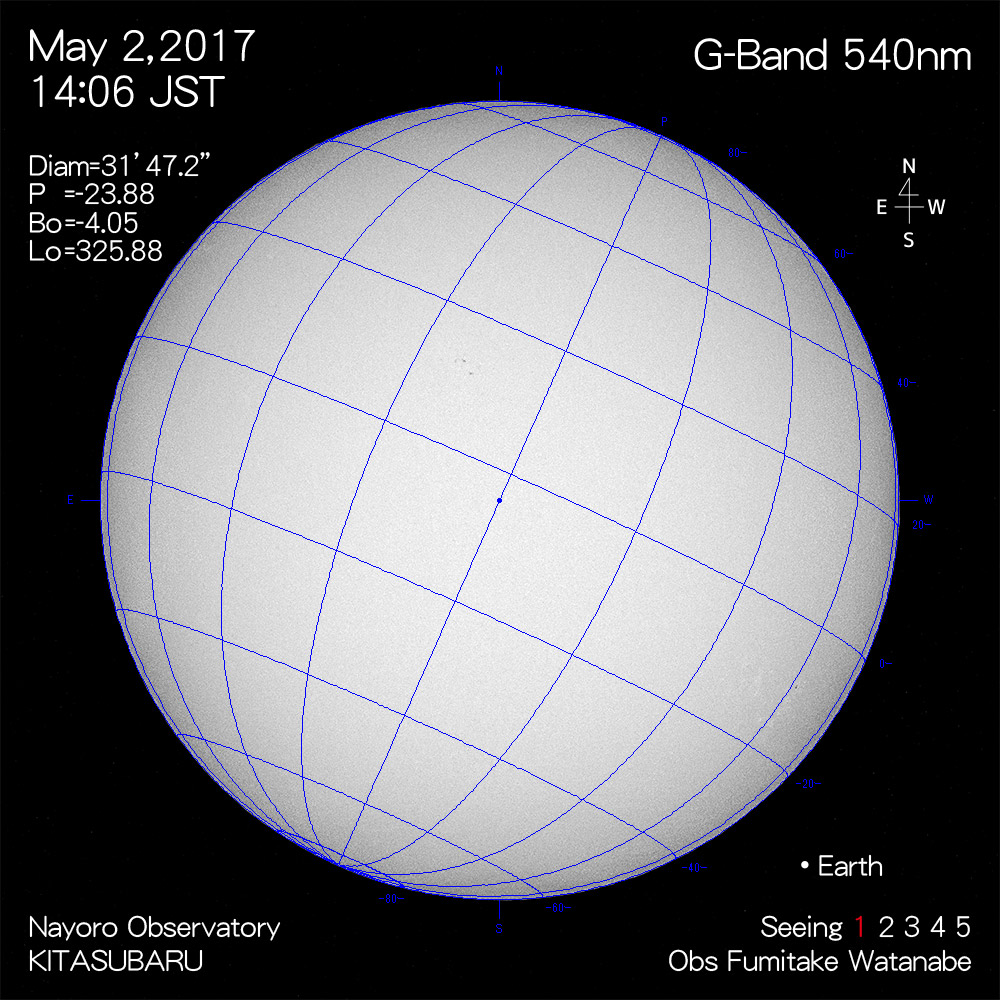 2017年5月2日540nm波長の太陽