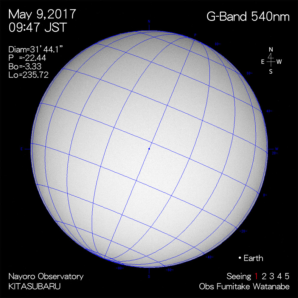 2017年5月9日540nm波長の太陽