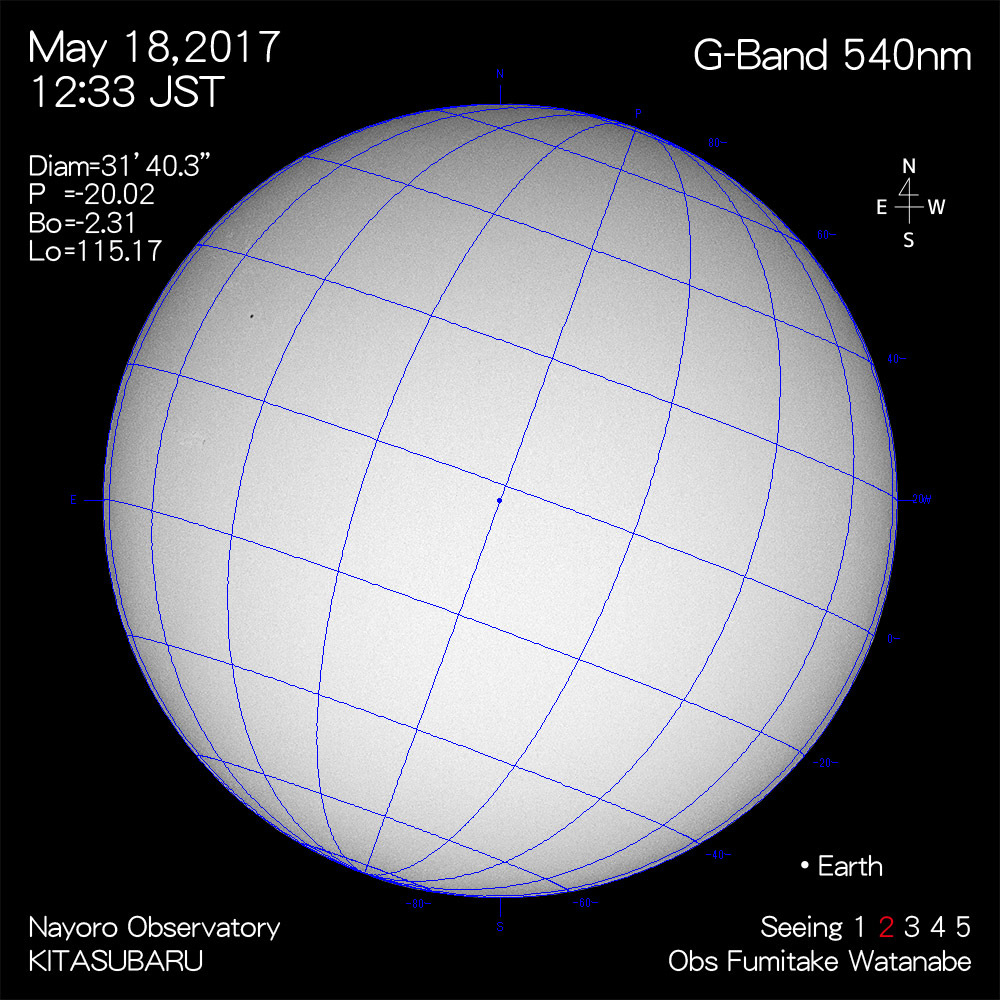 2017年5月18日540nm波長の太陽