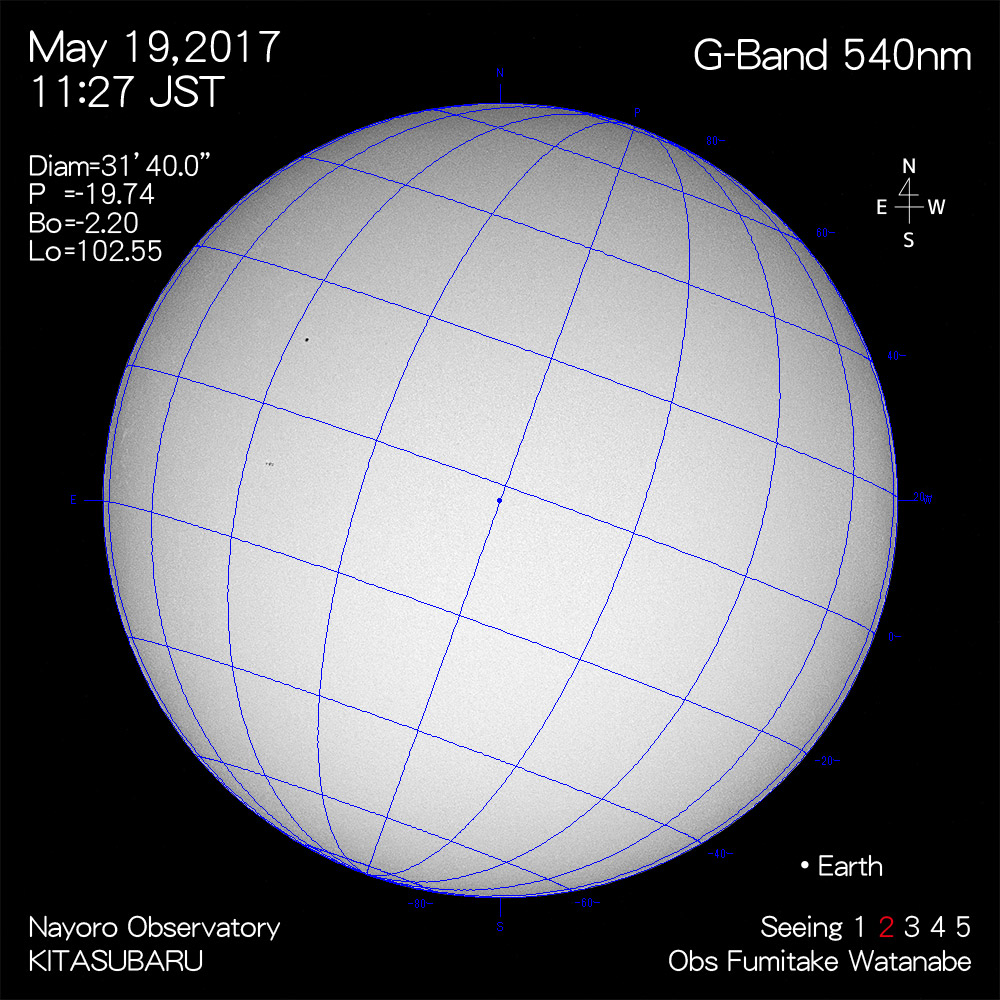 2017年5月19日540nm波長の太陽