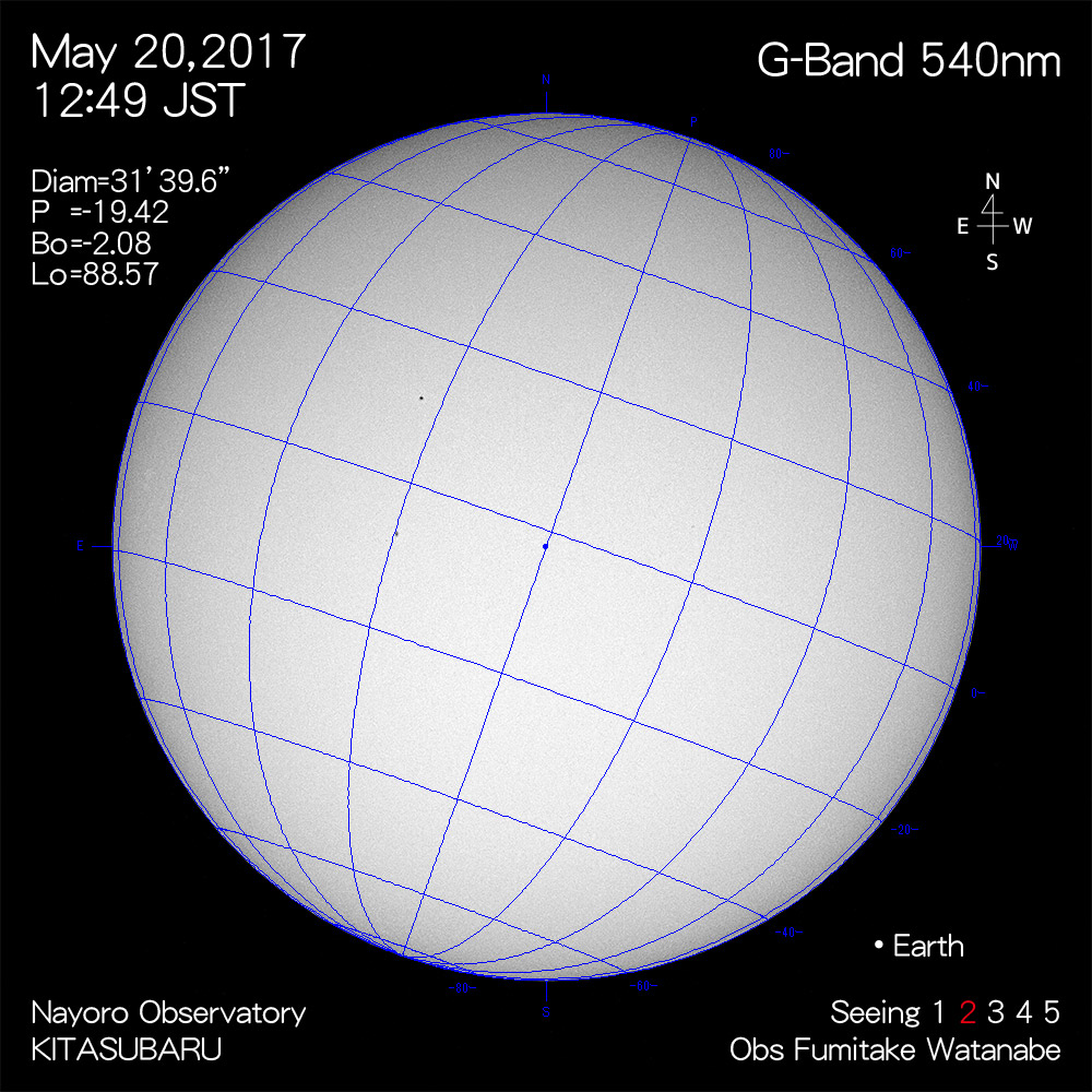 2017年5月20日540nm波長の太陽