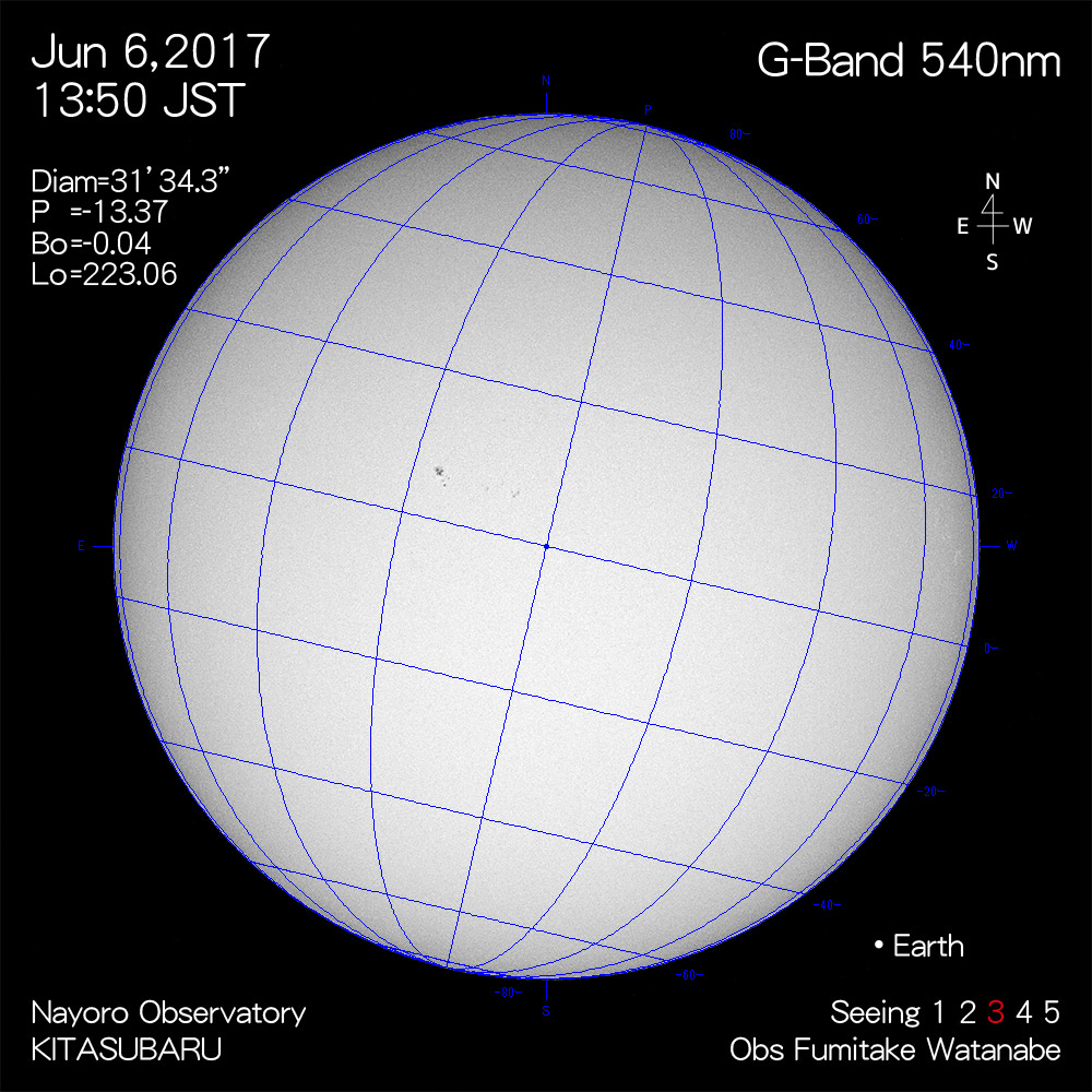 2017年6月6日540nm波長の太陽