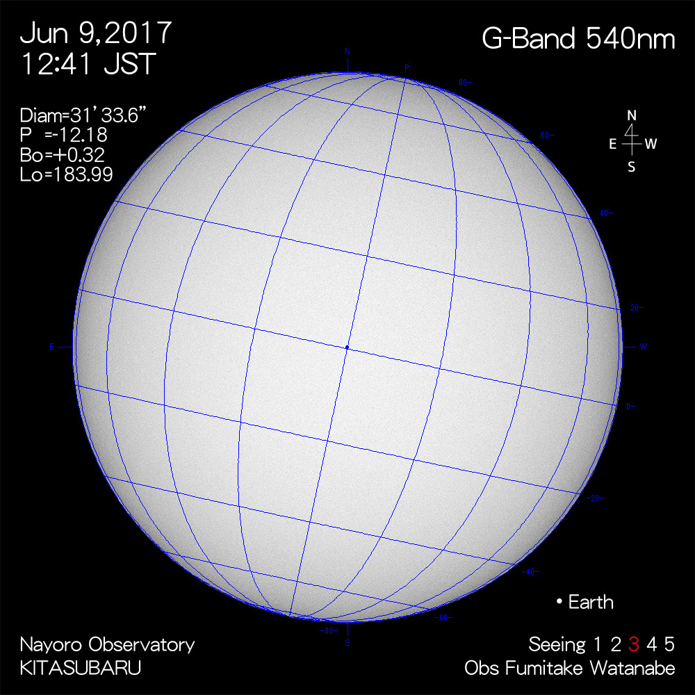 2017年6月9日540nm波長の太陽