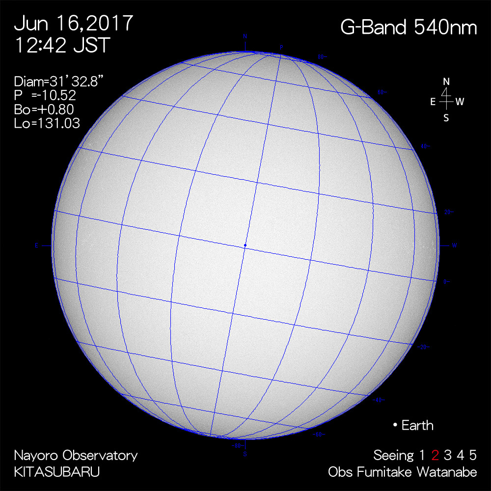 2017年6月13日540nm波長の太陽