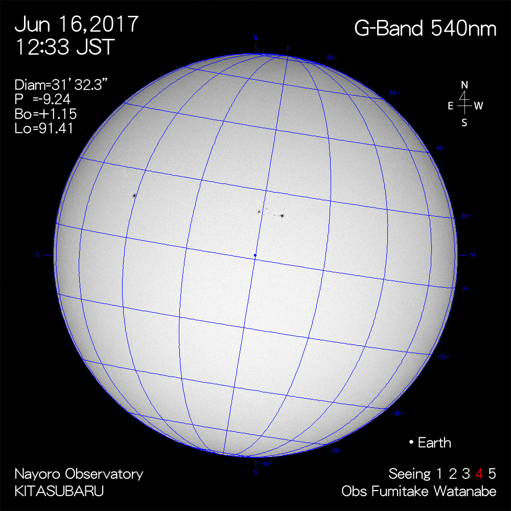 2017年6月16日540nm波長の太陽