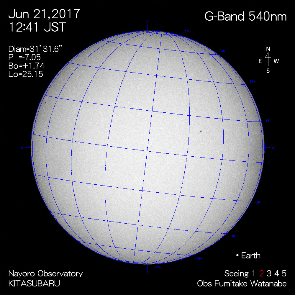 2017年6月21日540nm波長の太陽