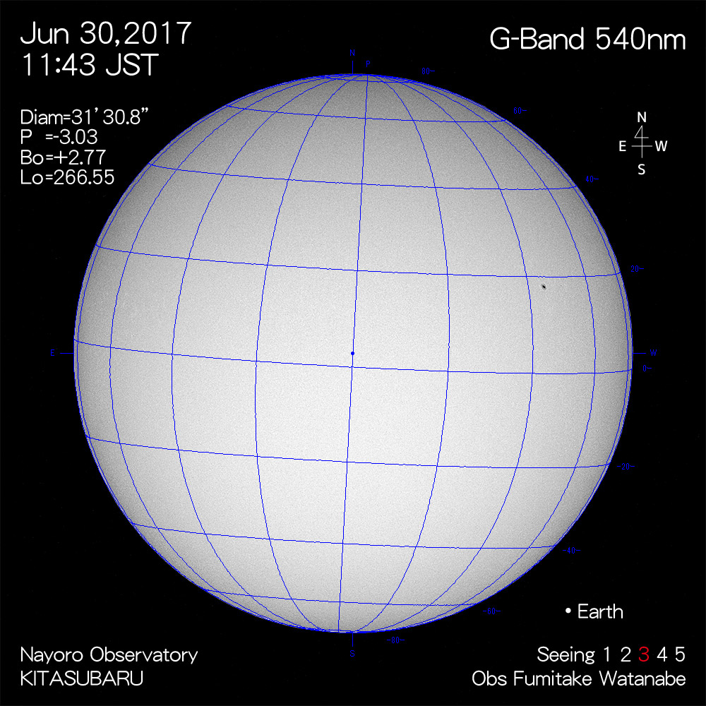 2017年6月30日540nm波長の太陽