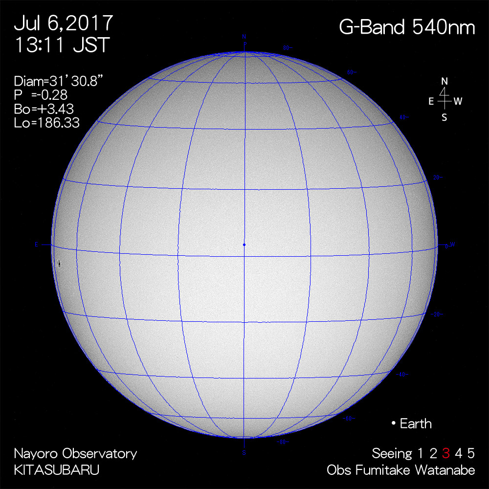 2017年7月6日540nm波長の太陽