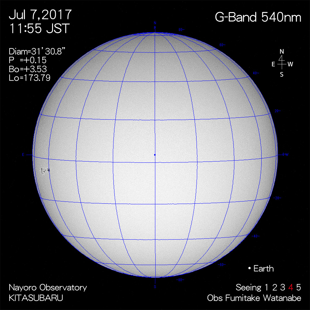 2017年7月7日540nm波長の太陽