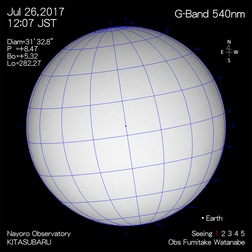 2017年7月26日540nm波長の太陽