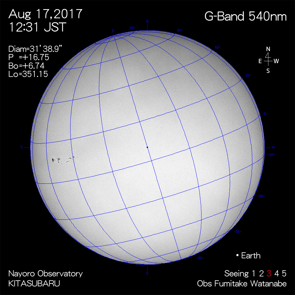2017年8月17日540nm波長の太陽