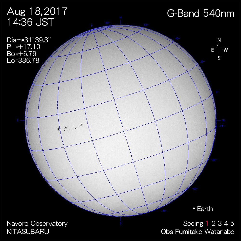 2017年8月18日540nm波長の太陽