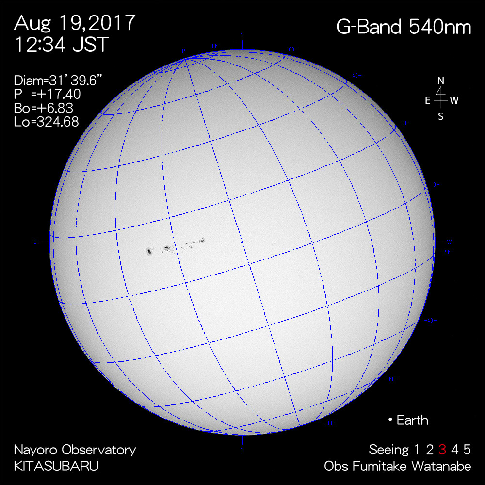 2017年8月19日540nm波長の太陽