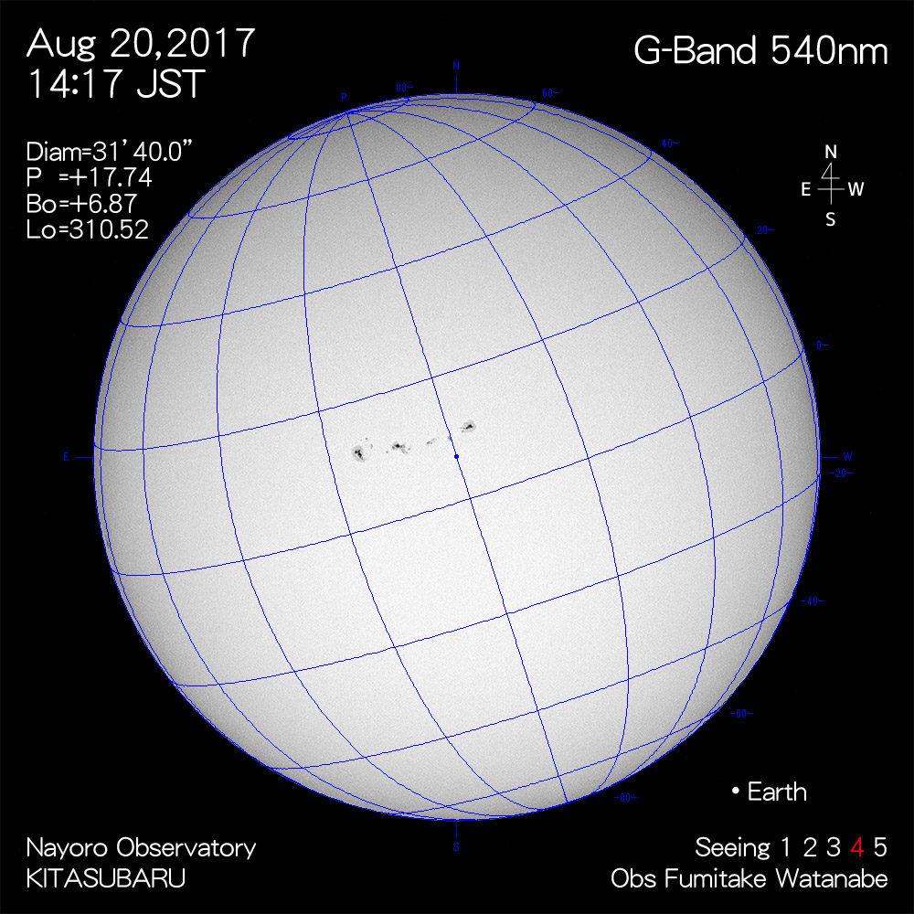 2017年8月20日540nm波長の太陽