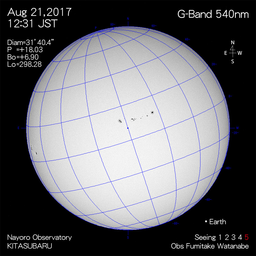 2017年8月21日540nm波長の太陽