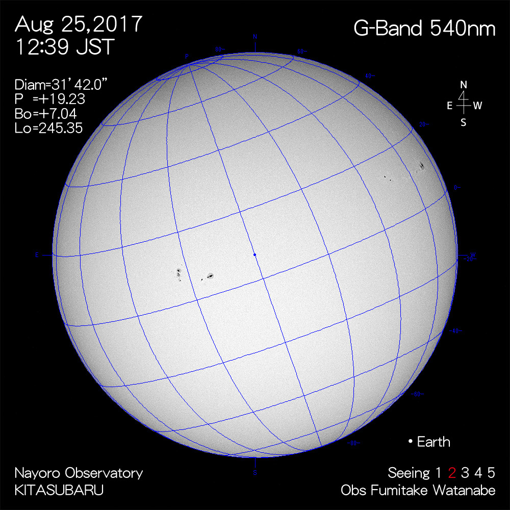 2017年8月25日540nm波長の太陽