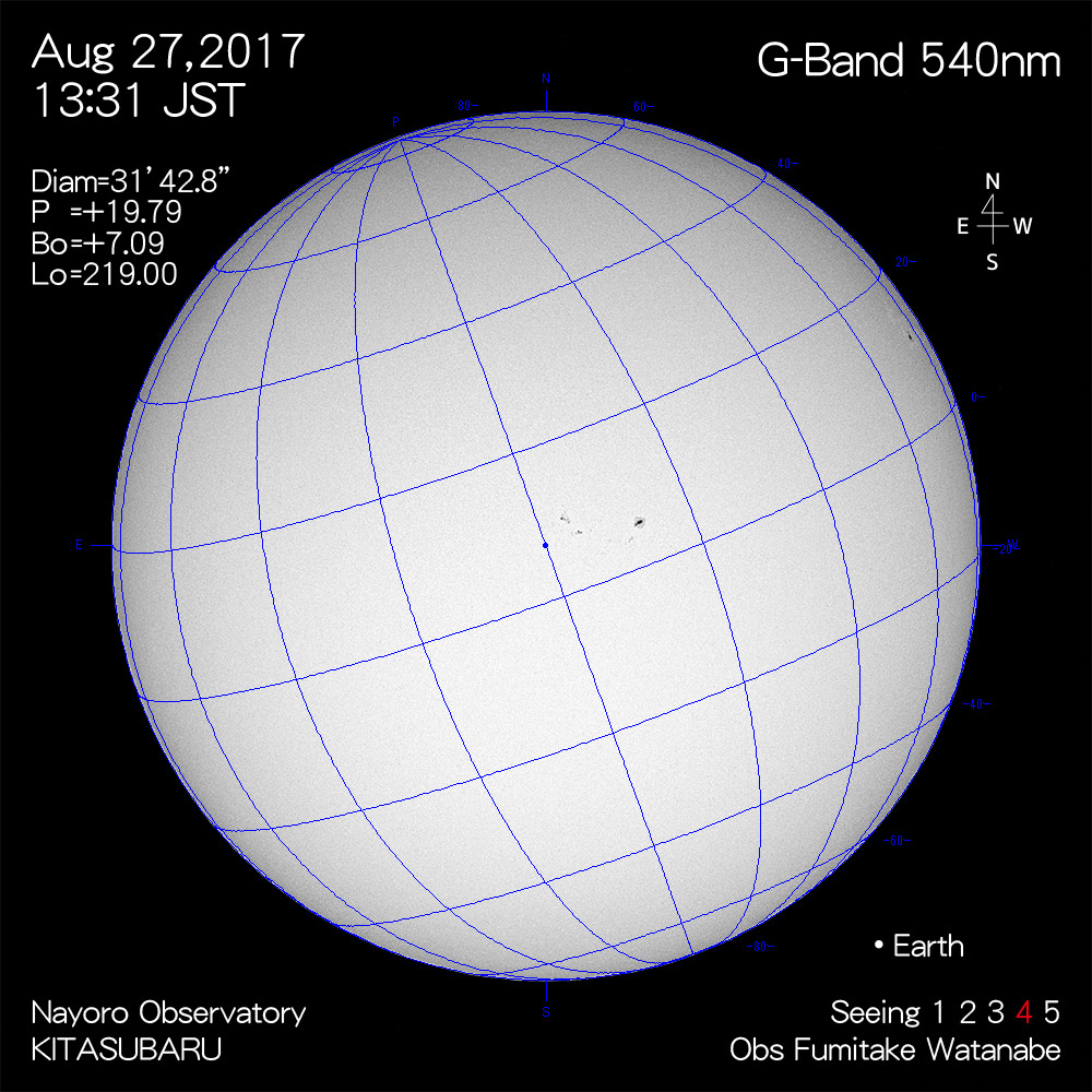 2017年8月27日540nm波長の太陽