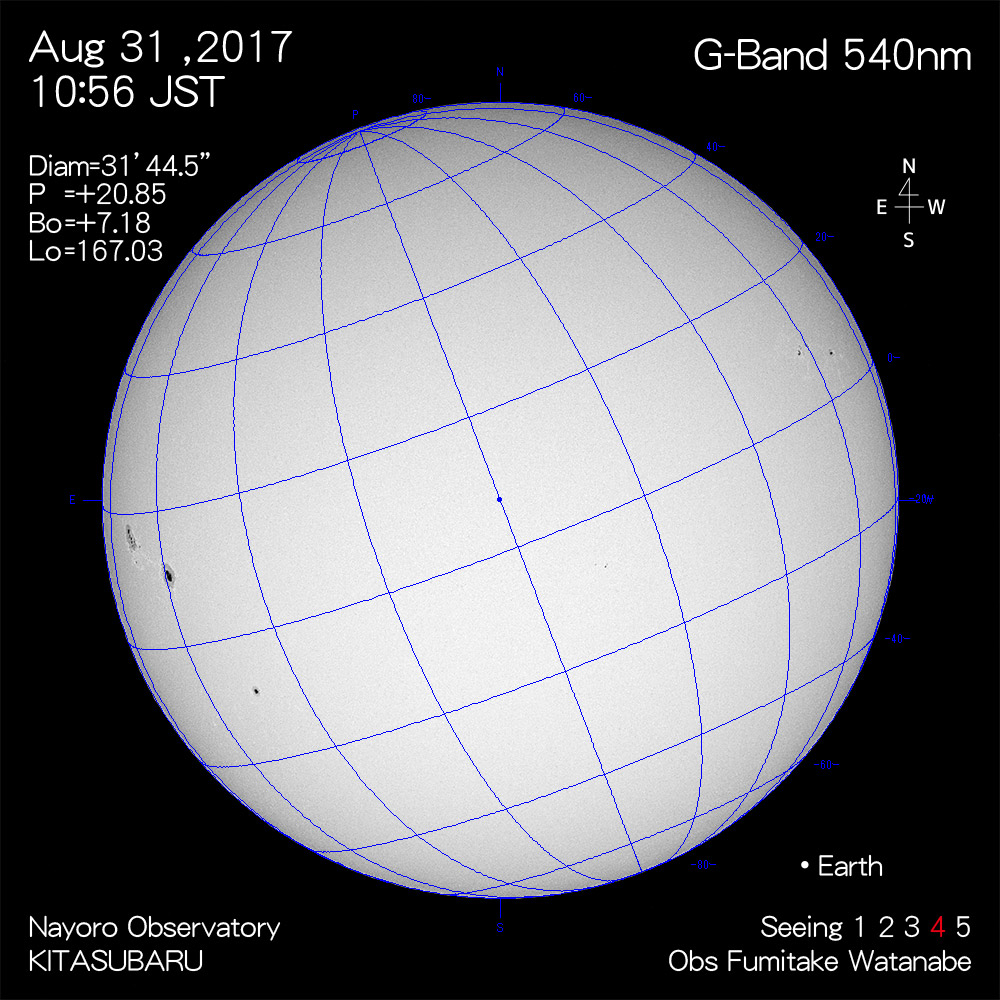 2017年8月31日540nm波長の太陽