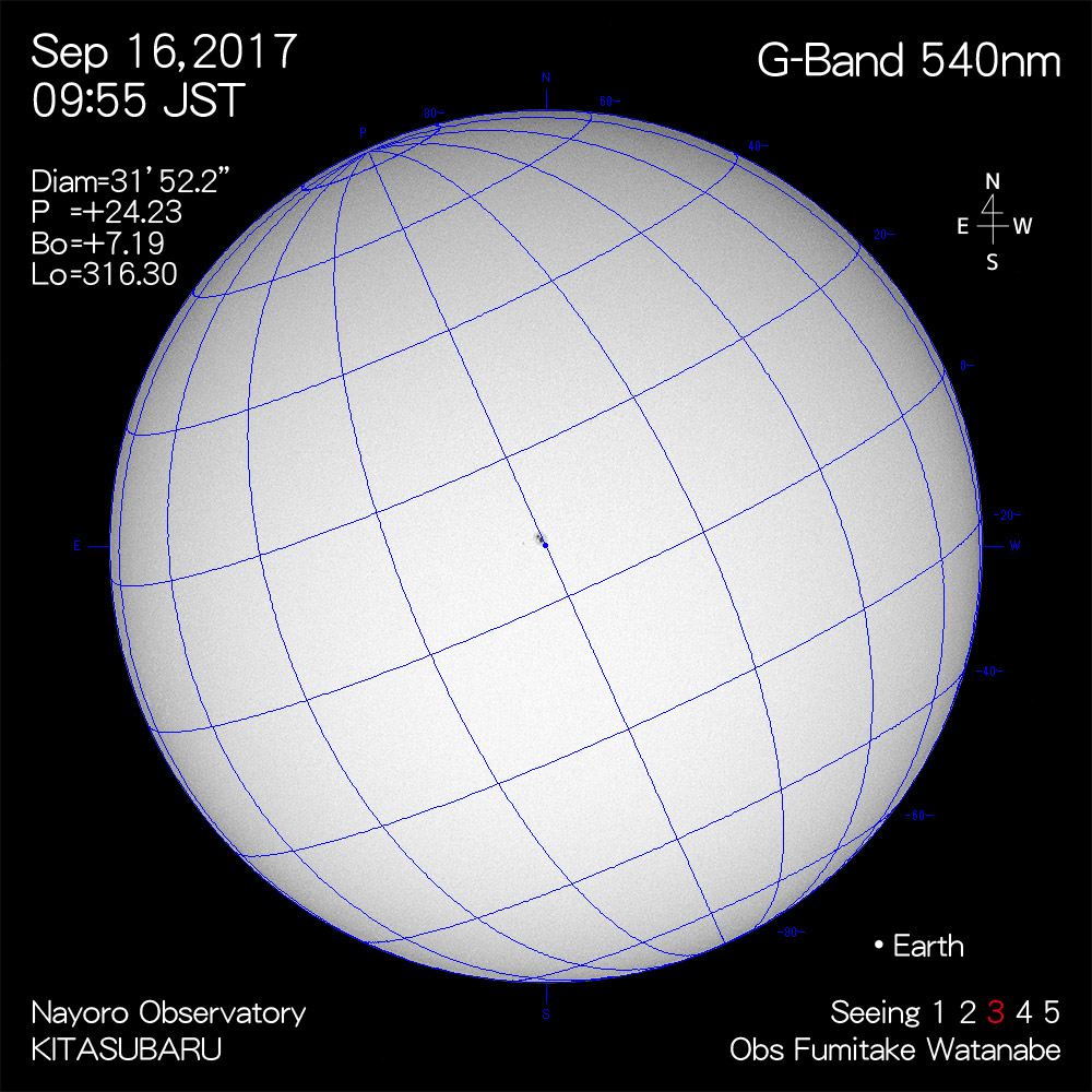 2017年9月16日540nm波長の太陽